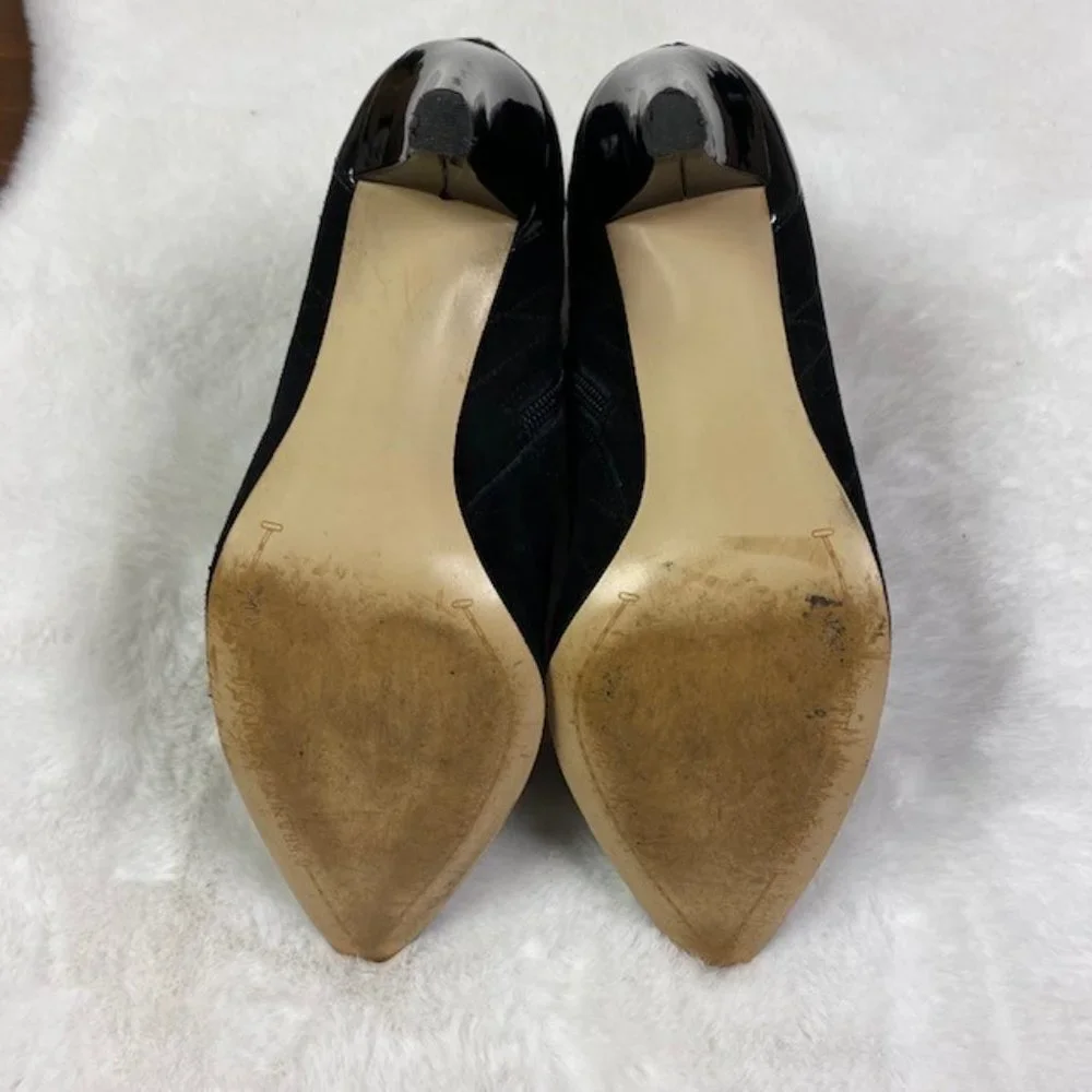 Franco Sarto‎ LAUGH Bootie Suede & Patent Leather Heels, size 8.5